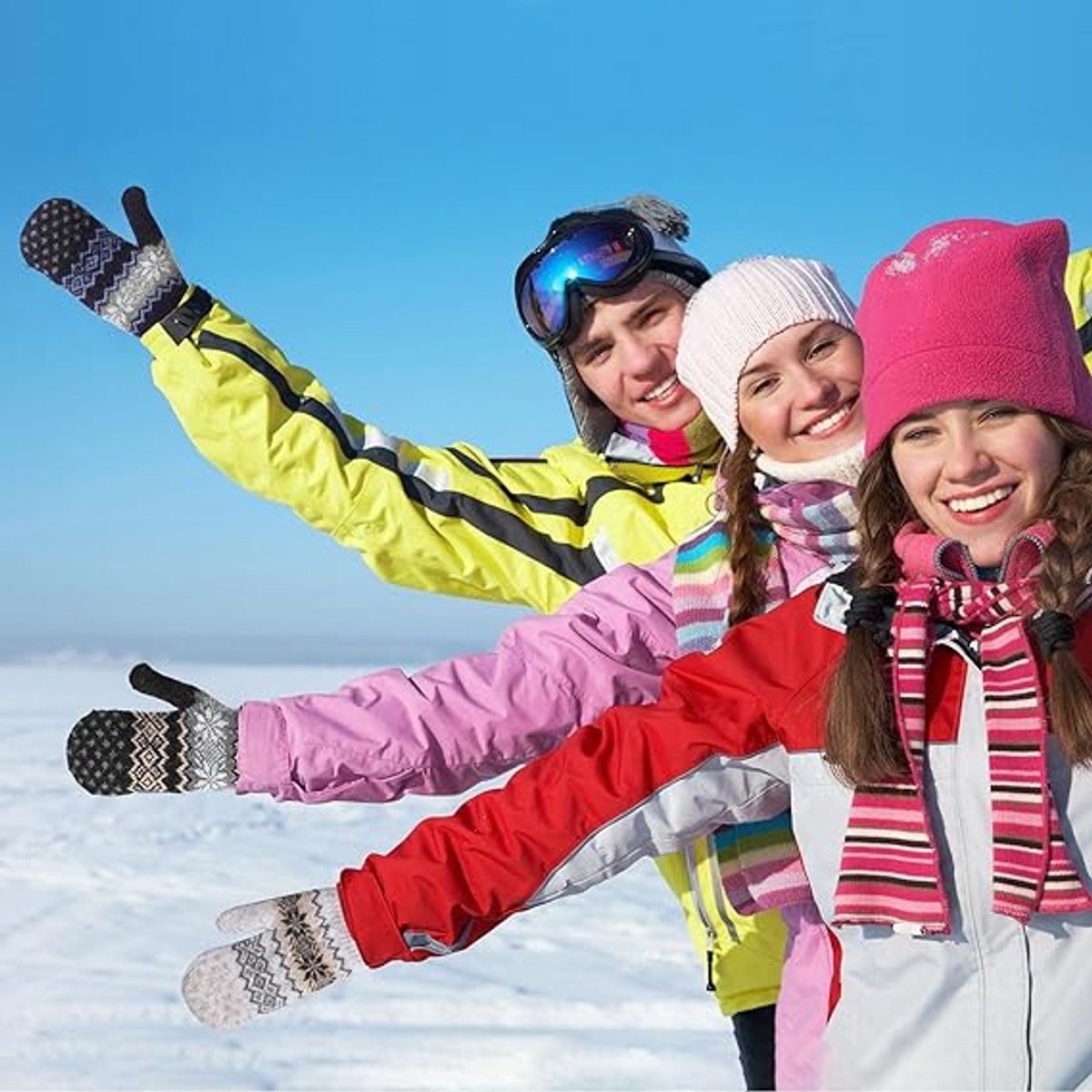 Knitted Winter Gloves, Unisex Style C – 3 Pairs