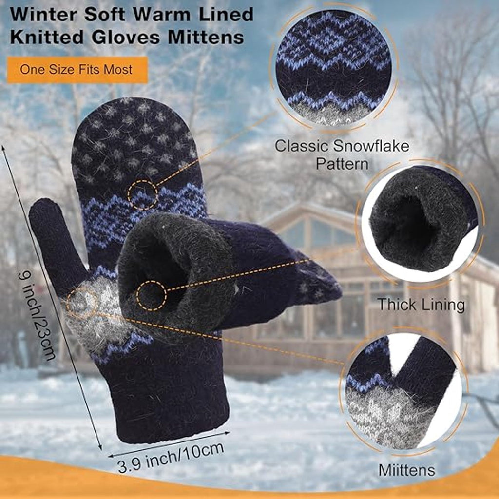 Knitted Winter Gloves, Unisex Style C – 3 Pairs