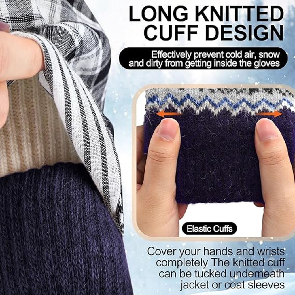 Knitted Winter Gloves, Unisex Style C – 3 Pairs