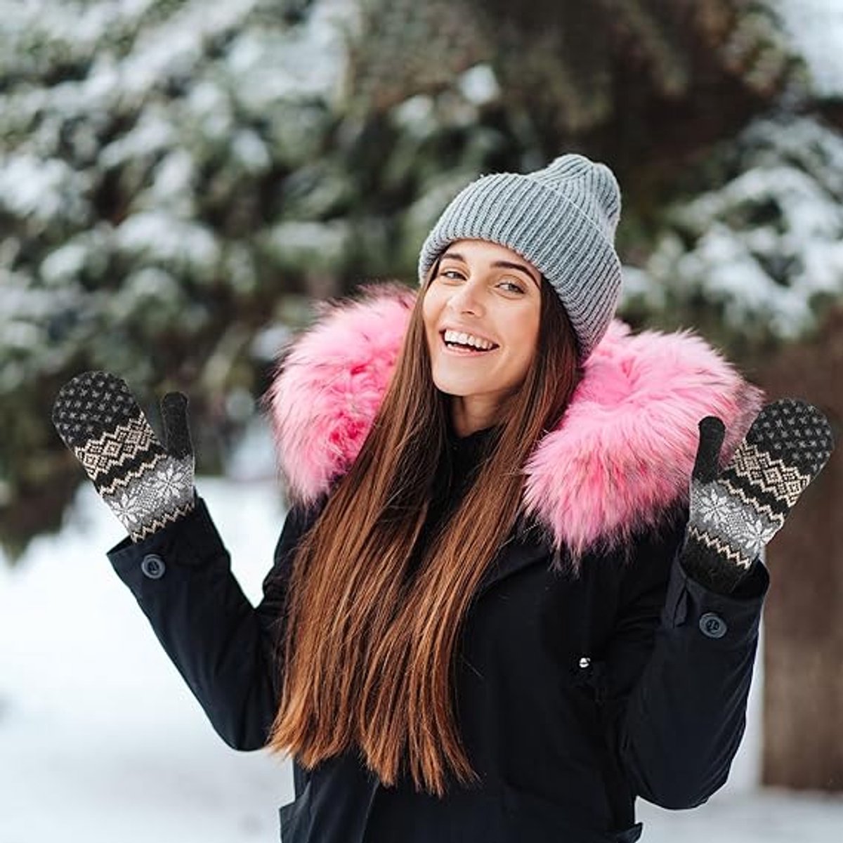 Knitted Winter Gloves, Unisex Style C – 3 Pairs