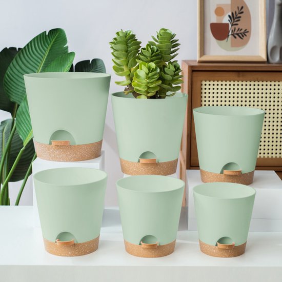Self-Watering Succulent Planters, Minimalist Tabletop – Set of 6