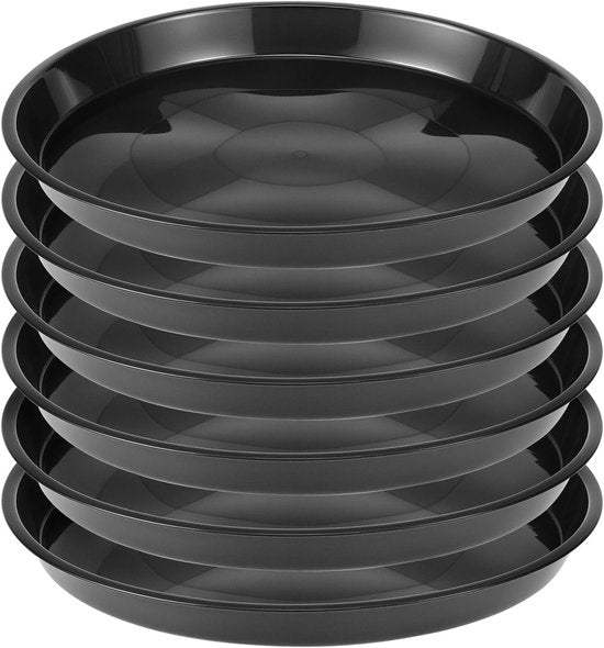 Round Plastic Plant Saucers, 30 cm – Pack of 6, Black