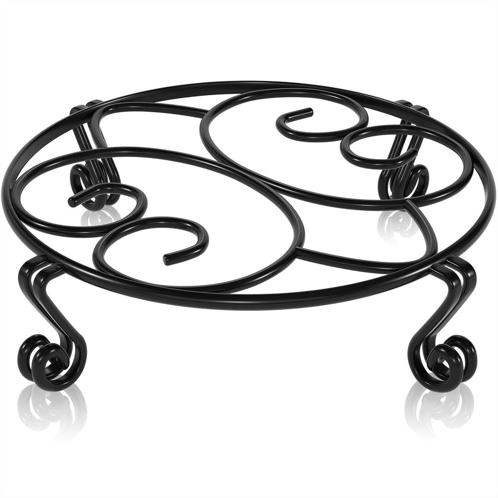 Round Metal Plant Stand, 30 x 8 cm Heavy-Duty Riser – Black