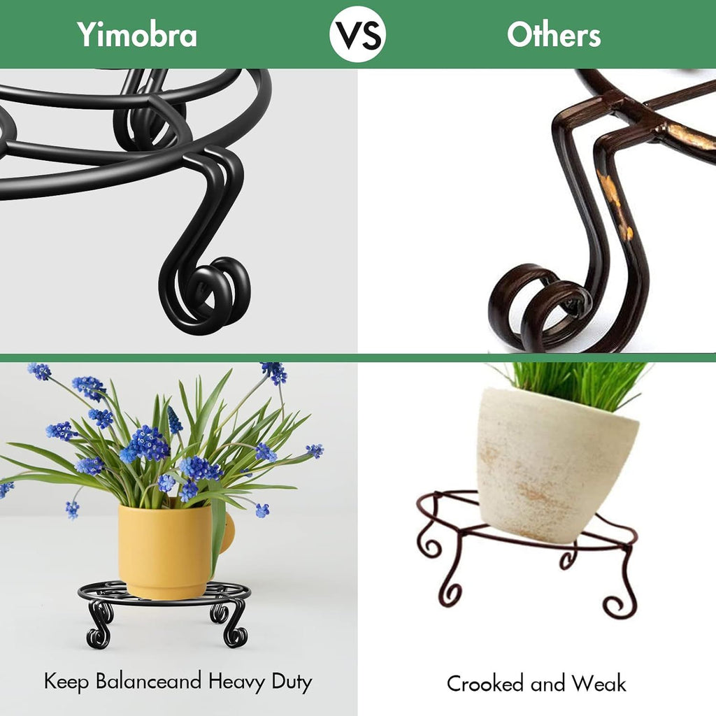 Round Metal Plant Stand, 30 x 8 cm Heavy-Duty Riser – Black