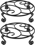Round Metal Plant Stands, 30 cm Heavy-Duty Riser – Pack of 2, Black