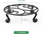 Round Metal Plant Stands, 30 cm Heavy-Duty Riser – Pack of 2, Black