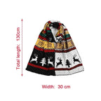 Christmas Fair Isle Moose Long Knit Scarf, Reversible – Black