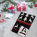 Christmas Fair Isle Moose Long Knit Scarf, Reversible – Black