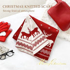 Christmas Moose Knit Scarf, Double-Sided – Red
