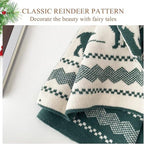 Christmas Moose Knit Scarf, Double-Sided – Green