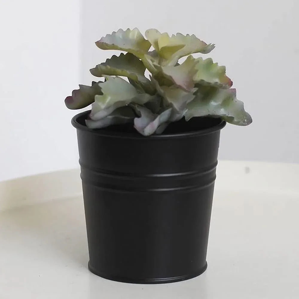 Metal Railing Bucket Planters with Detachable Hooks – 4 Pack, Black, 10 cm