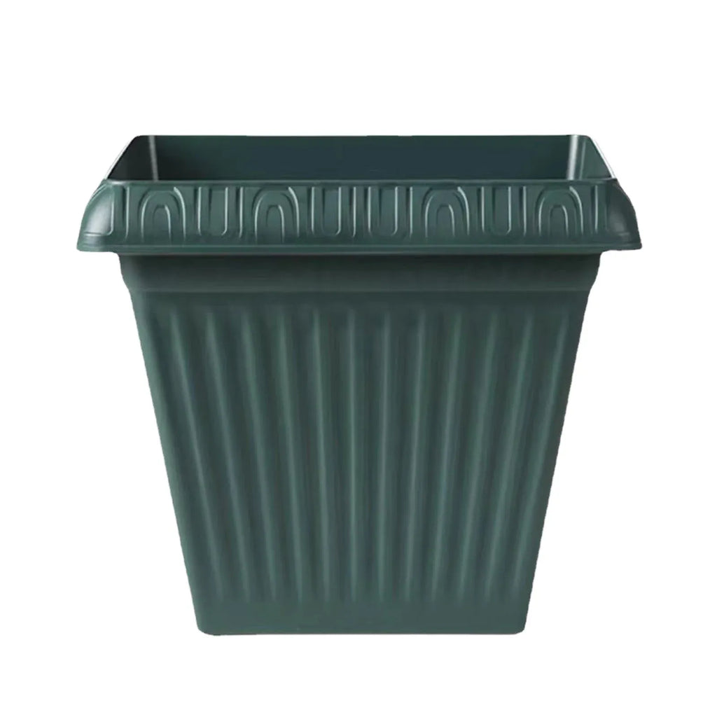 Square Root-Control Plastic Planter, 20 cm Ceramic Look – Green