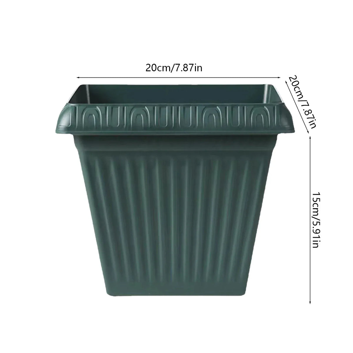 Square Root-Control Plastic Planter, 20 cm Ceramic Look – Green