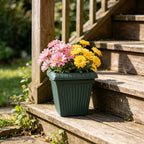 Square Root-Control Plastic Planter, 20 cm Ceramic Look – Green