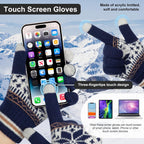 Snowflake Touch Screen Knit Gloves, Grey, Navy & Black – 3 Pairs