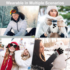 Snowflake Touch Screen Knit Gloves, White, Red & Black – 3 Pairs