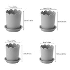 Modern Plastic Plant Pot with Saucer, 10.5 cm – Grey