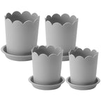 Modern Plastic Plant Pot with Saucer, 10.5 cm – Grey