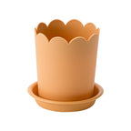 Modern Plastic Plant Pot with Saucer, 10.5 cm – Orange