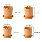 Modern Plastic Plant Pot with Saucer, 10.5 cm – Orange
