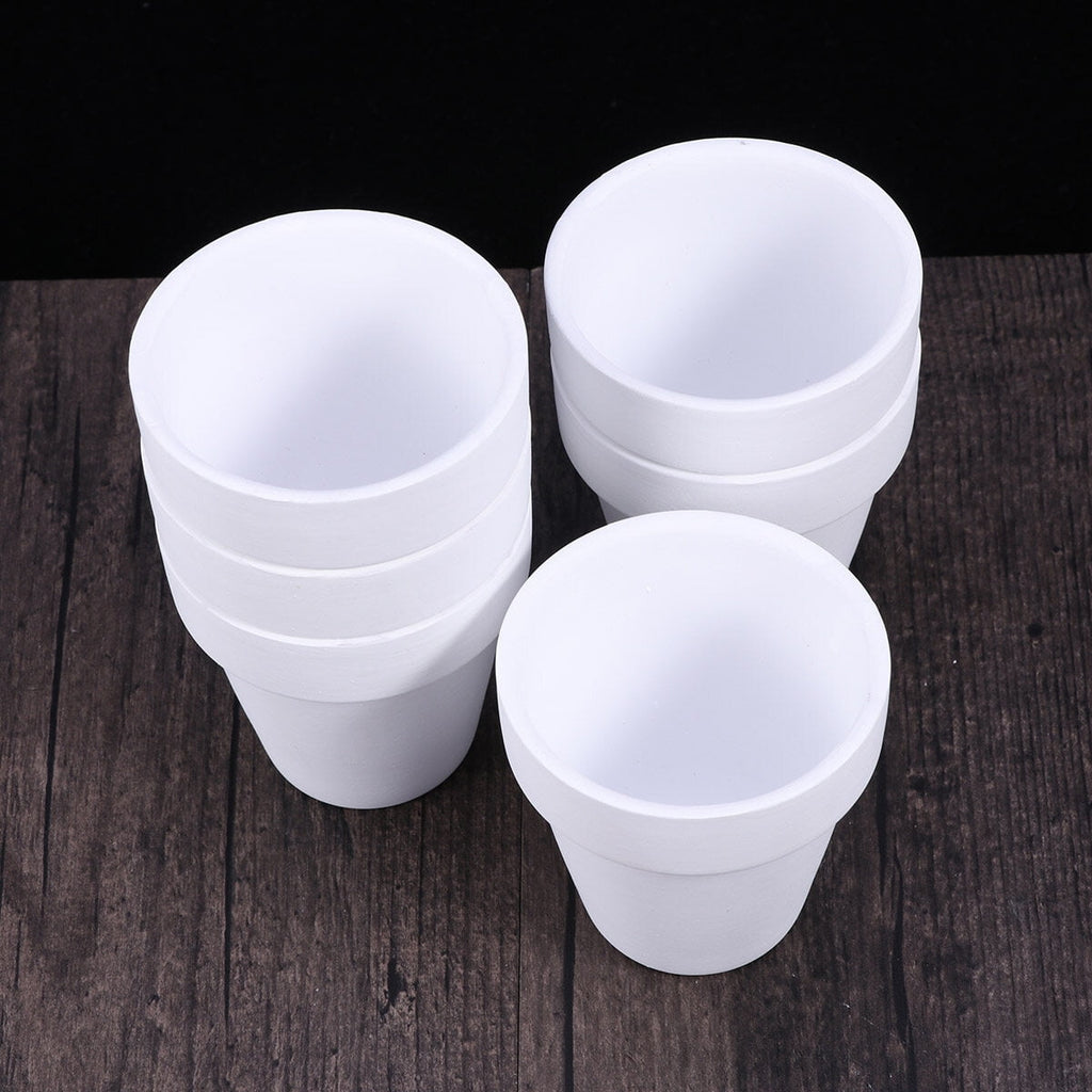 Small Terracotta Pots with Drainage Hole, 10 cm – Pack of 5, White