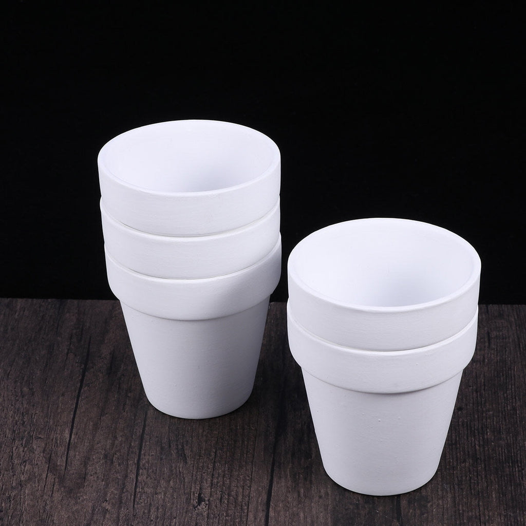 Small Terracotta Pots with Drainage Hole, 10 cm – Pack of 5, White