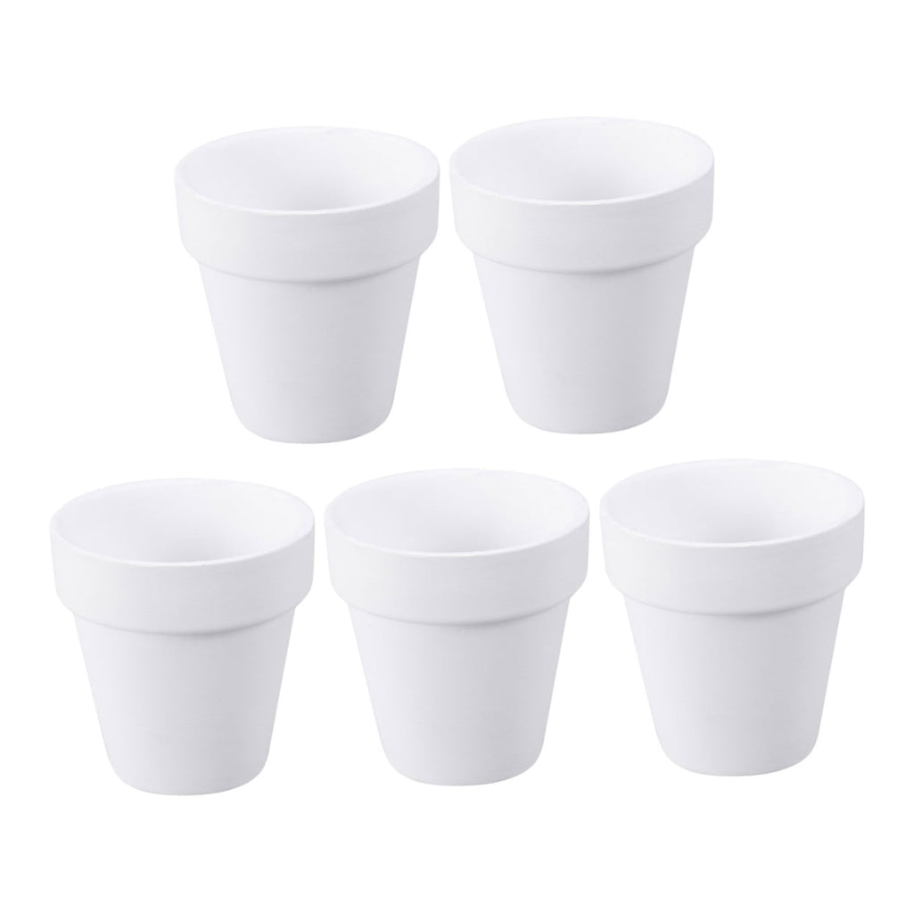 Small Terracotta Pots with Drainage Hole, 10 cm – Pack of 5, White