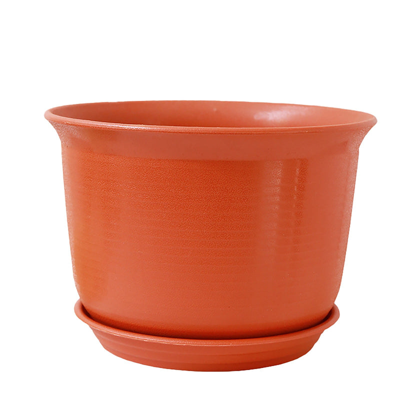 Plastic Plant Pot with Saucer, 21.2 x 13 cm – Red