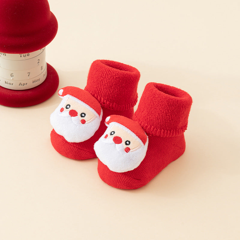 Baby's First Christmas Non-Slip Socks, Santa & Reindeer – 6 Pairs