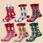 Christmas Novelty Printed Socks, Santa, Reindeer & Snowman – 6 Pairs