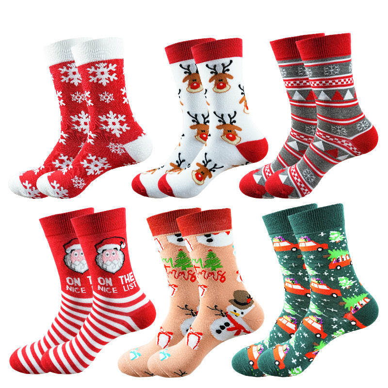 Christmas Novelty Printed Socks, Santa, Reindeer & Snowman – 6 Pairs