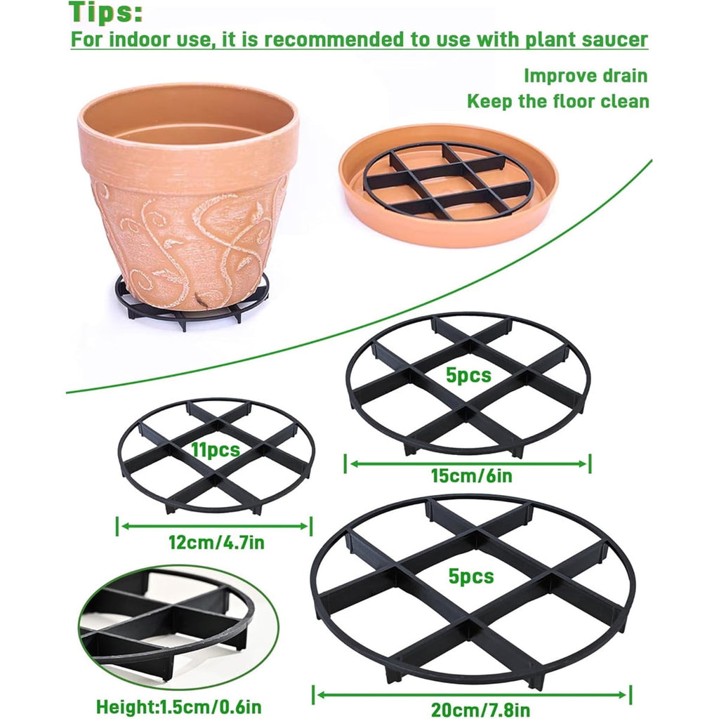 Pot Feet and Saucer Risers, 3 Sizes – Pack of 21