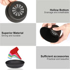 Plastic Plant Pots with Saucers, 10 cm – Pack of 8, Black