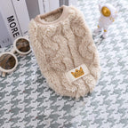 Knitted Cat & Small Dog Sweater, Beige – XS