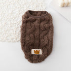 Knitted Cat & Small Dog Sweater, Brown – XS