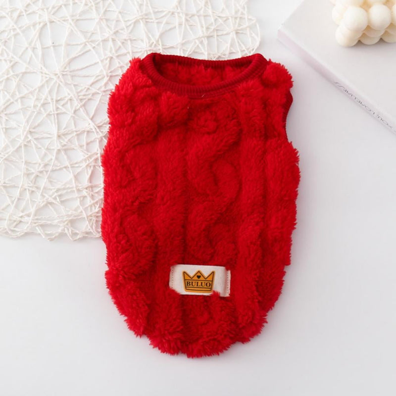 Knitted Cat & Small Dog Sweater, Red – S