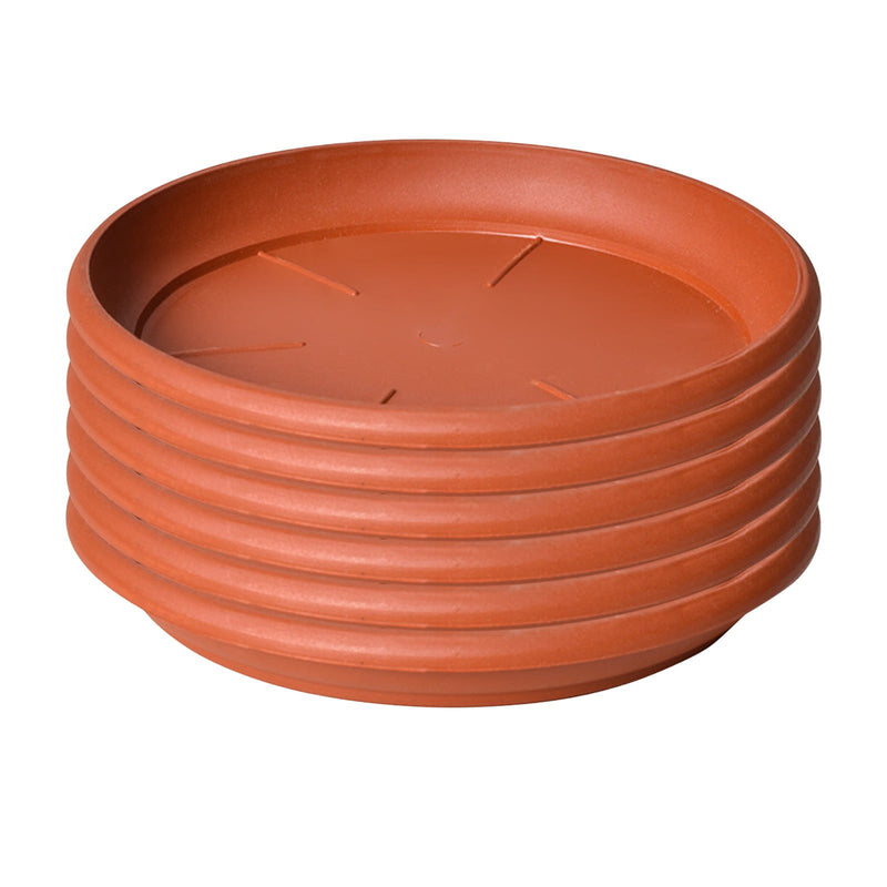 Heavy-Duty Plastic Plant Saucers, 9 cm – Pack of 6, Brown