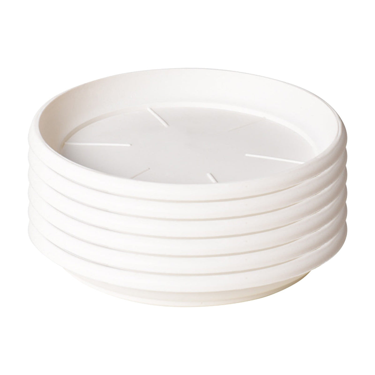 Heavy-Duty Plastic Plant Saucers, 13.5 cm – Pack of 6, White
