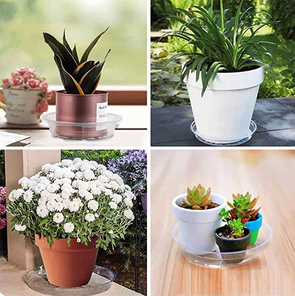 5 Pack Clear Plastic Plant Saucers Drip Trays Plant Plate Dish for Indoor Planters Flower Pots, 10 inch B