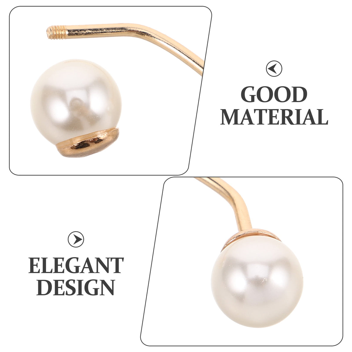 Faux Pearl No-Sew Brooch Pins – Set of 5