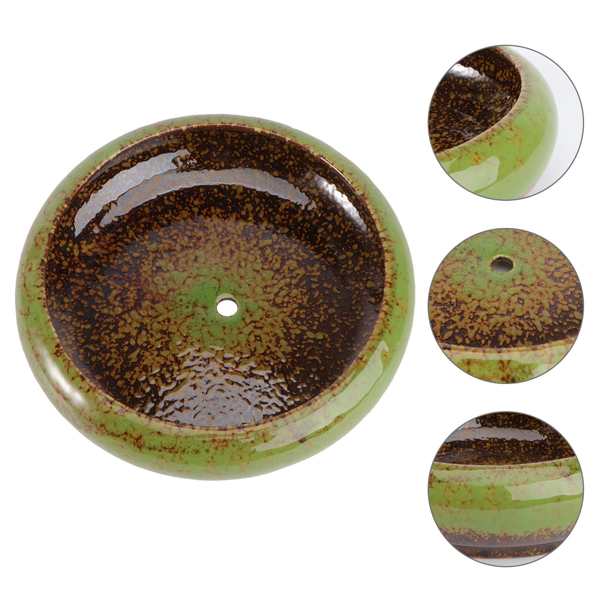 Green Ceramic Hydroponic Planter, 18.5 cm