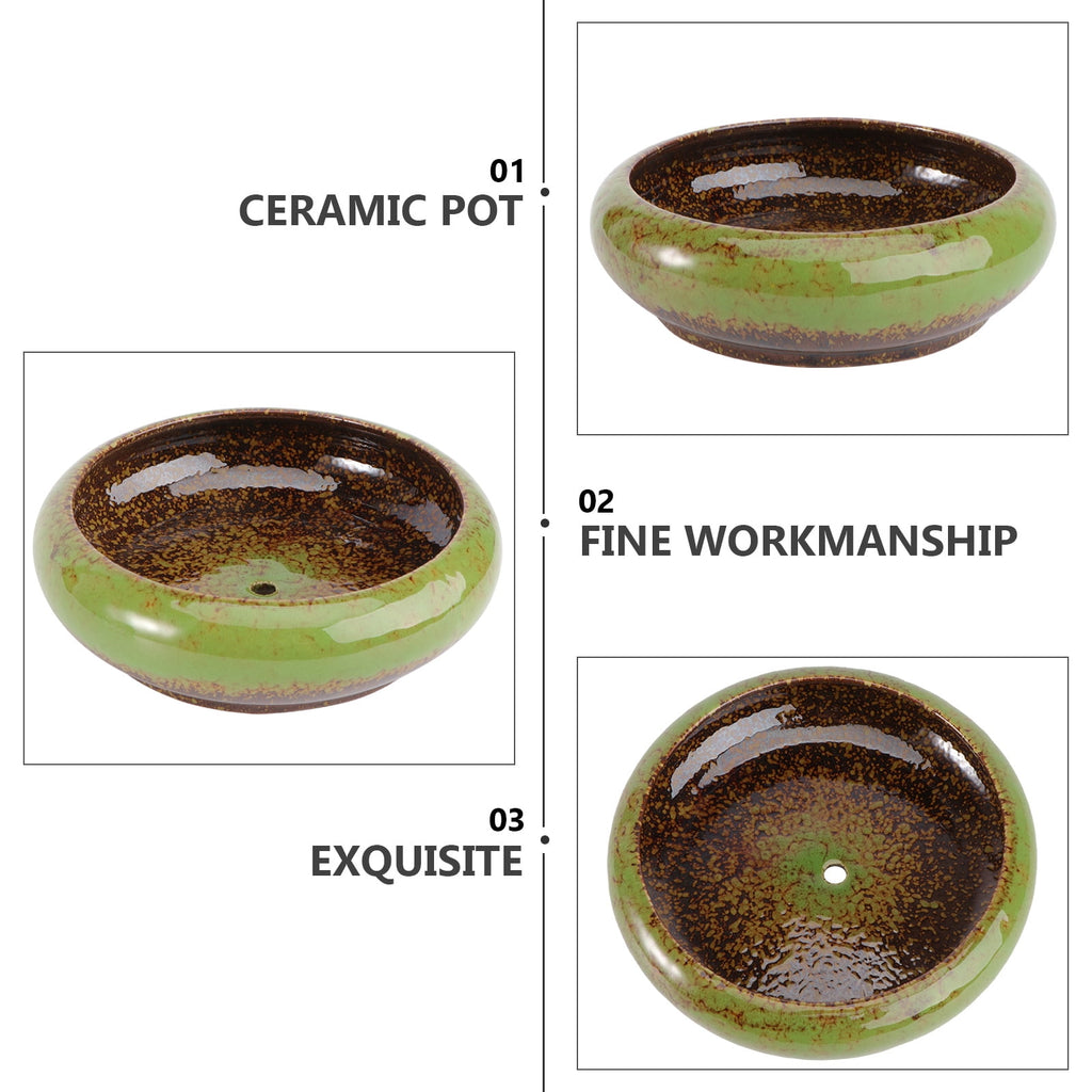 Green Ceramic Hydroponic Planter, 18.5 cm