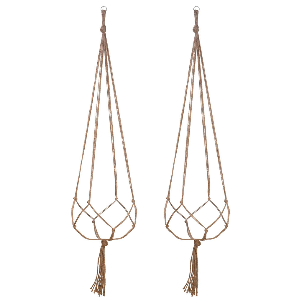 Jute Macramé Plant Hangers, 120 cm, 4 Legs – Pack of 2