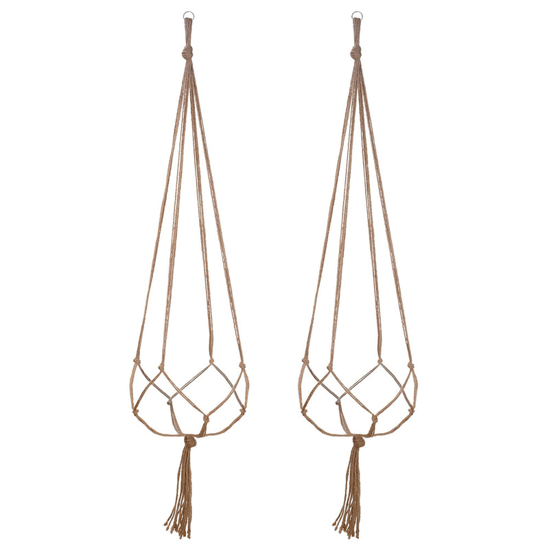 Jute Macramé Plant Hangers, 120 cm, 4 Legs – Pack of 2