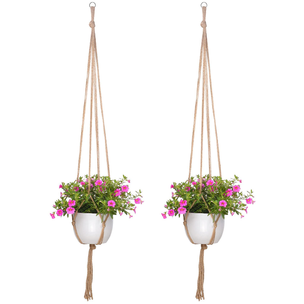 Jute Macramé Plant Hangers, 120 cm, 4 Legs – Pack of 2