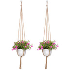 Jute Macramé Plant Hangers, 120 cm, 4 Legs – Pack of 2