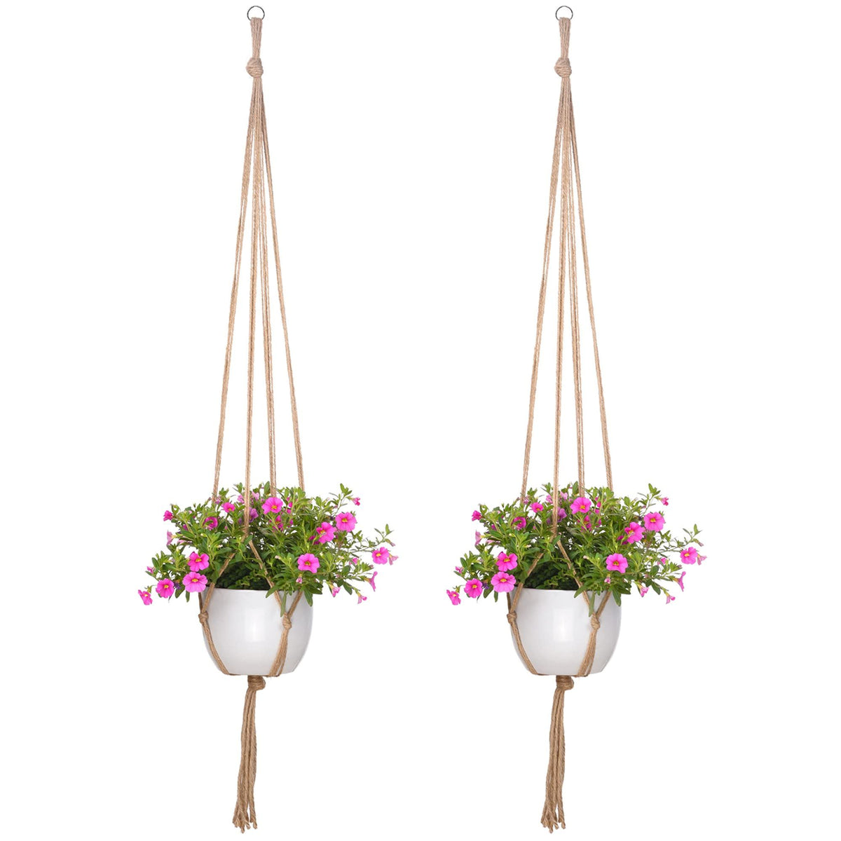 Jute Macramé Plant Hangers, 120 cm, 4 Legs – Pack of 2