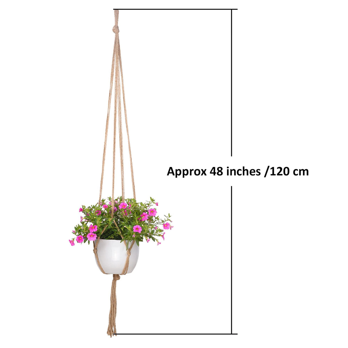 Jute Macramé Plant Hangers, 120 cm, 4 Legs – Pack of 2