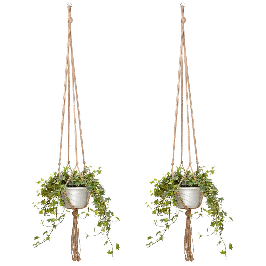 Jute Macramé Plant Hangers, 120 cm, 4 Legs – Pack of 2