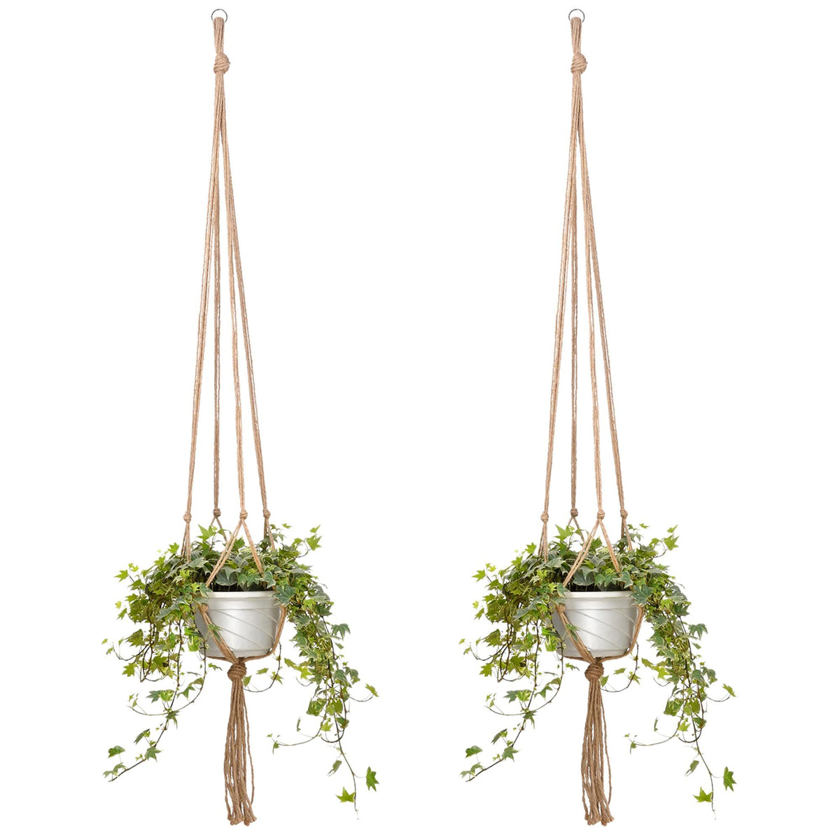 Jute Macramé Plant Hangers, 120 cm, 4 Legs – Pack of 2